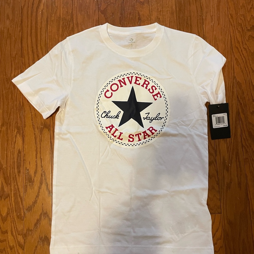 Boys large converse white tee new